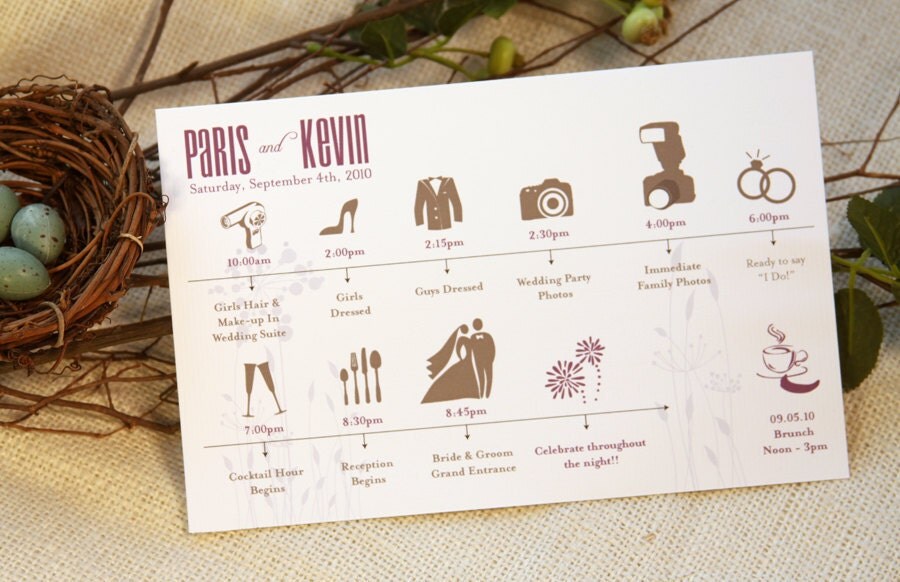 Set of 30 Purple Grey Monogram Wedding Timeline
