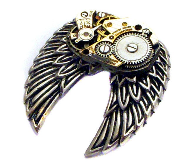 Steampunk Necklace Dark Angel Wings Archangel Wings of Dusk