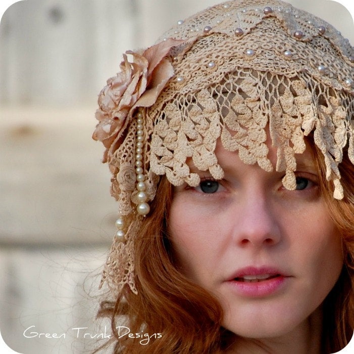 1920s Style Flapper Wedding Cap From GreenTrunkDesigns