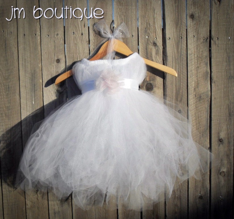 White Flower Girl Tutu Dress for Weddings From JMBoutique1