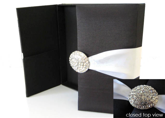 Silk Crystal Wedding Invitation Box ANY COLOR Available