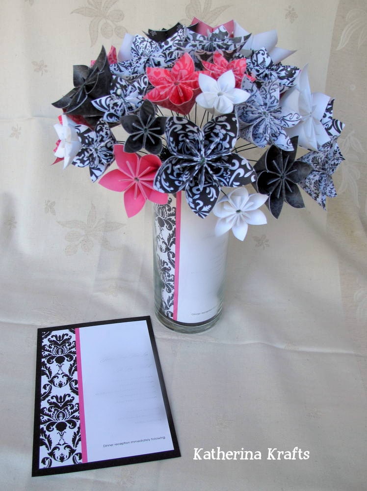 Wedding Invitation Keepsake Origami Flowers also for anniversary 