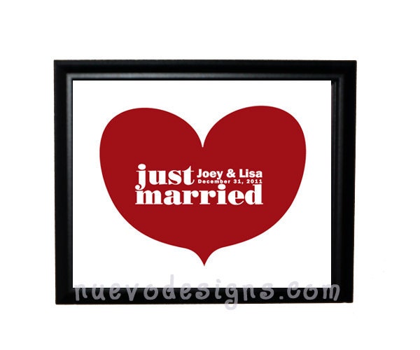 Just Married Personalized wedding 8x10 print