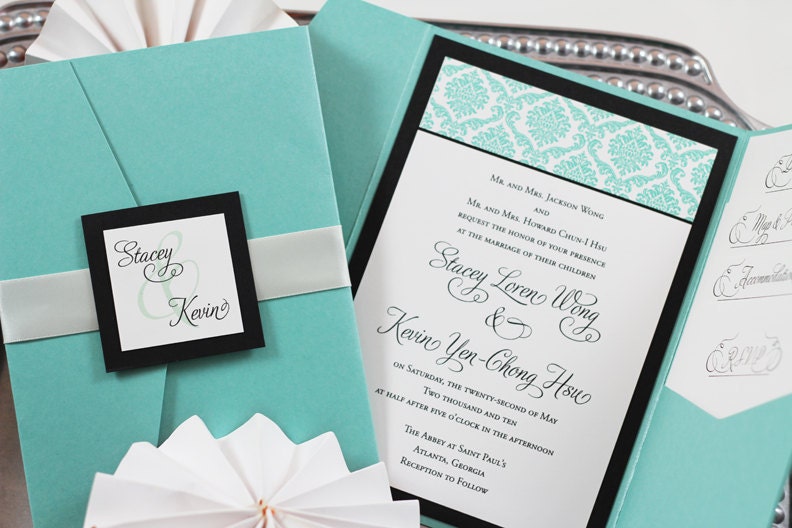 Damask Pocket Folder Wedding Invitation From sweetmagsdesign
