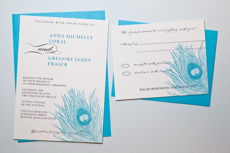 Printable Wedding Invitation Peacock Feather From encrestudio