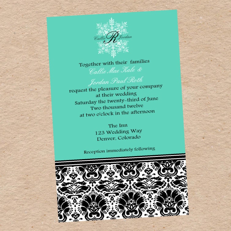 Damask Winter Wedding Shower or Save the Date Invitation DIY Printable