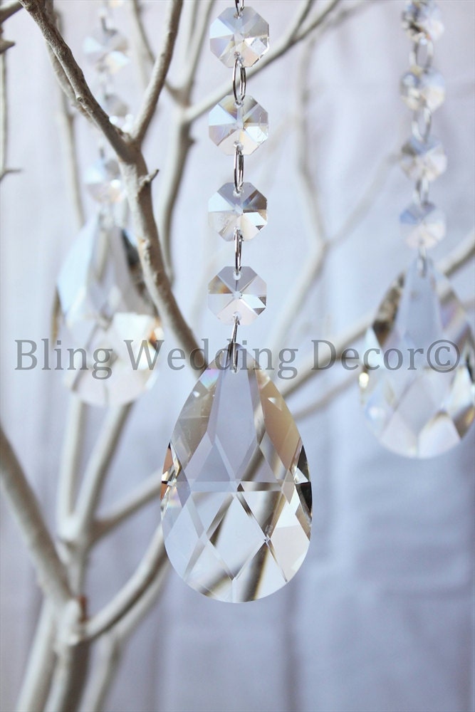 6 Hanging Chandelier Wedding Centerpiece Decorations 63mm Crystals LOT 5