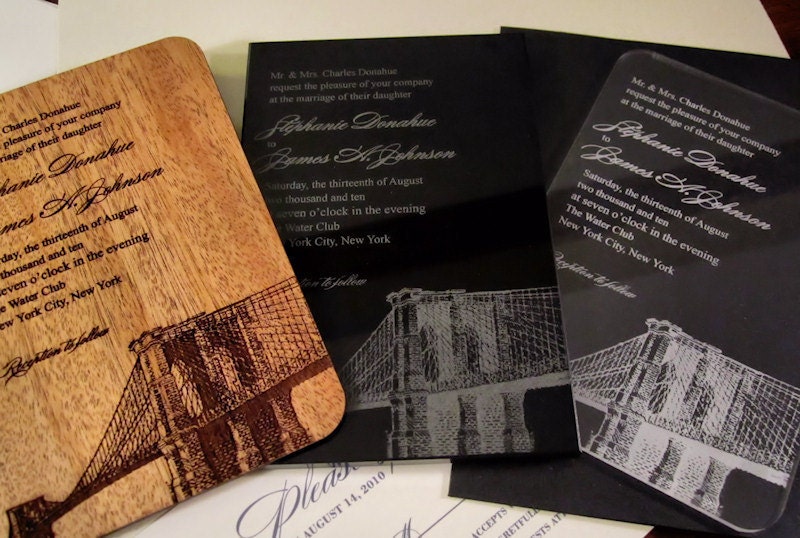 Engraved Wood Wedding Invitations City From nGraveSolutions