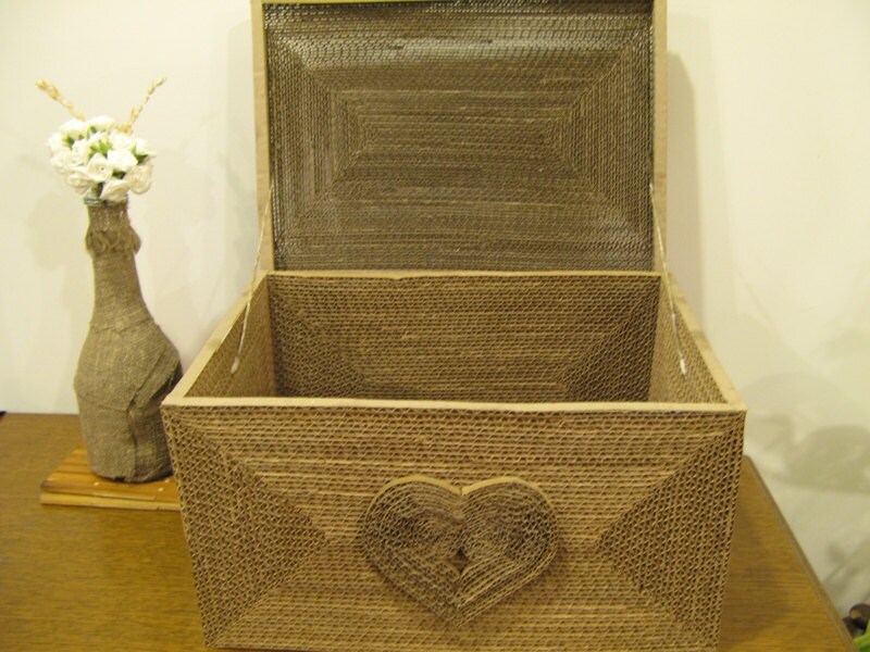 Large Shabby Chic wedding card box love heart vintage rustic unique 