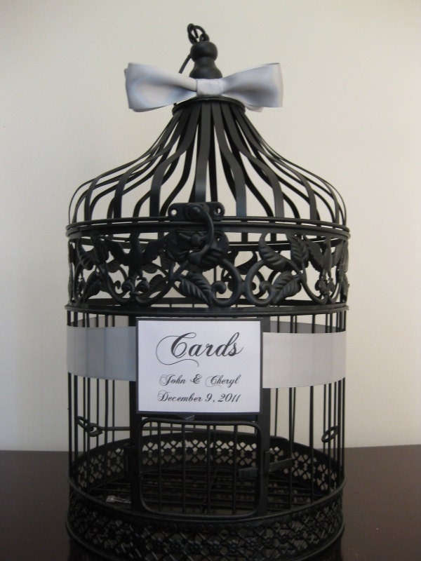 Black Bird Cage Wedding Card Holder Vintage Style Quinceanera Card Holder 