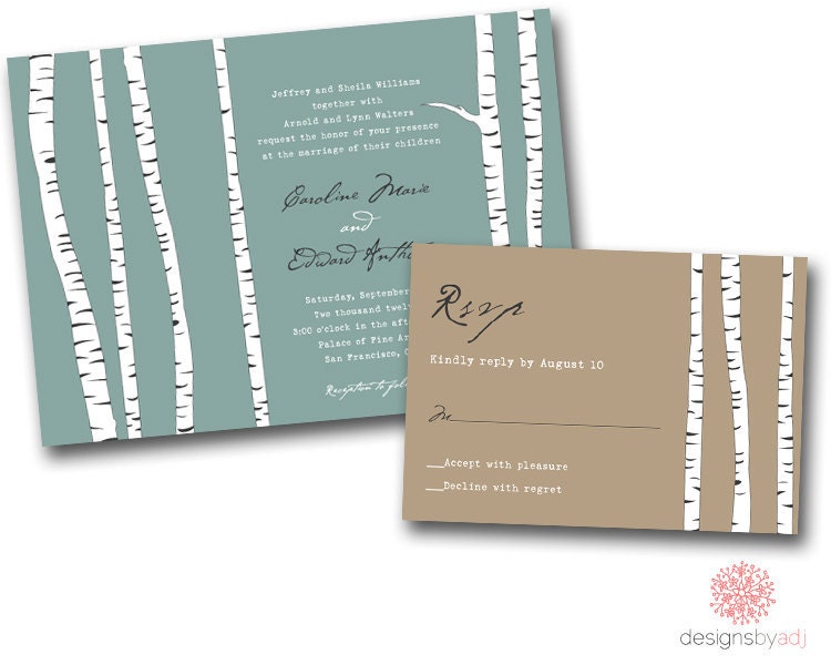 SAMPLE SET Birch Trees Wedding Invitation From DesignsbyAdj