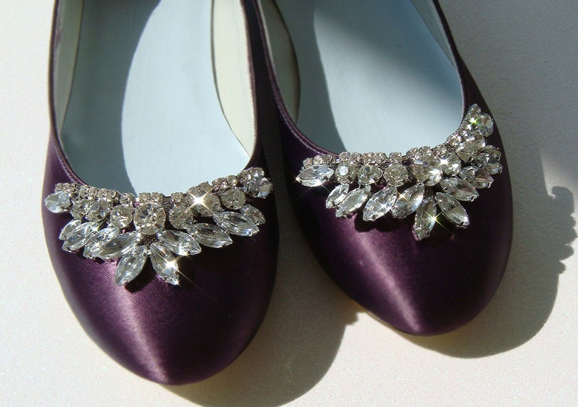 Cinderella Custom Bridal flats encrusted with rhinestones Custom Dyed 