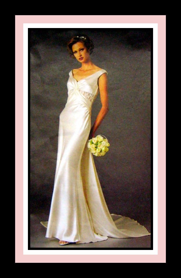 Designer Art Deco Style Bias Cut Wedding Gown With Train Vogue Bridal 