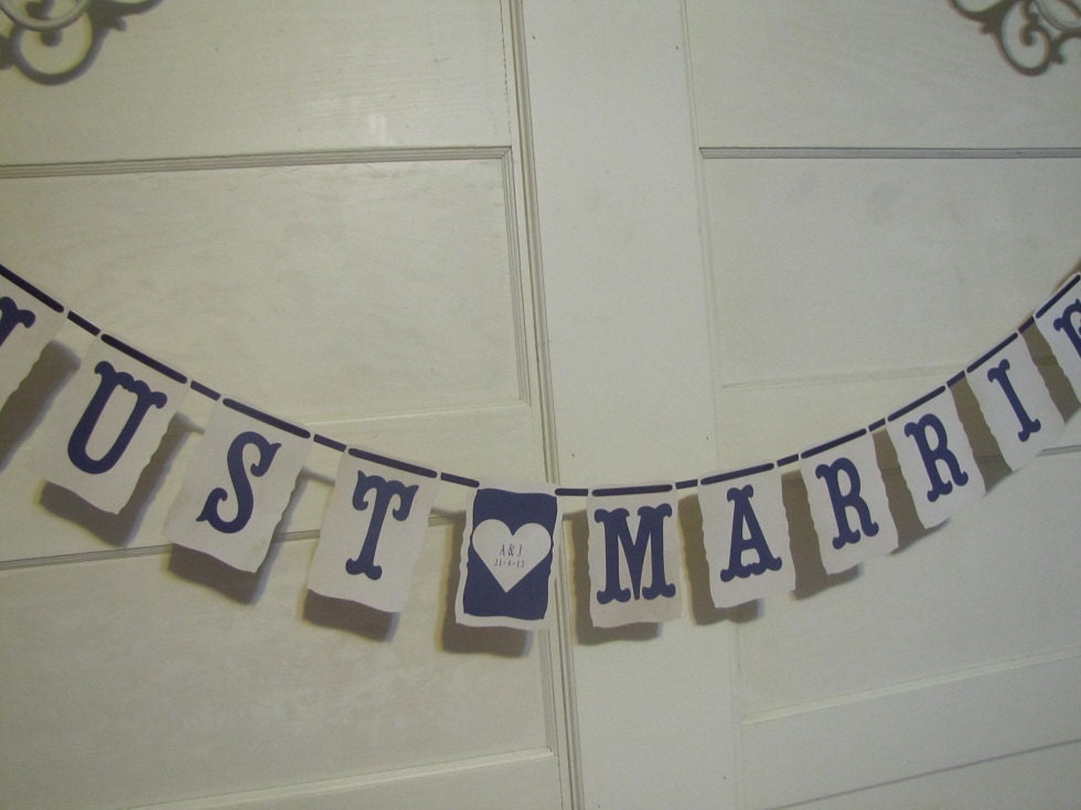 Custom Personalized Just Married Wedding Banner Garland Photo Prop