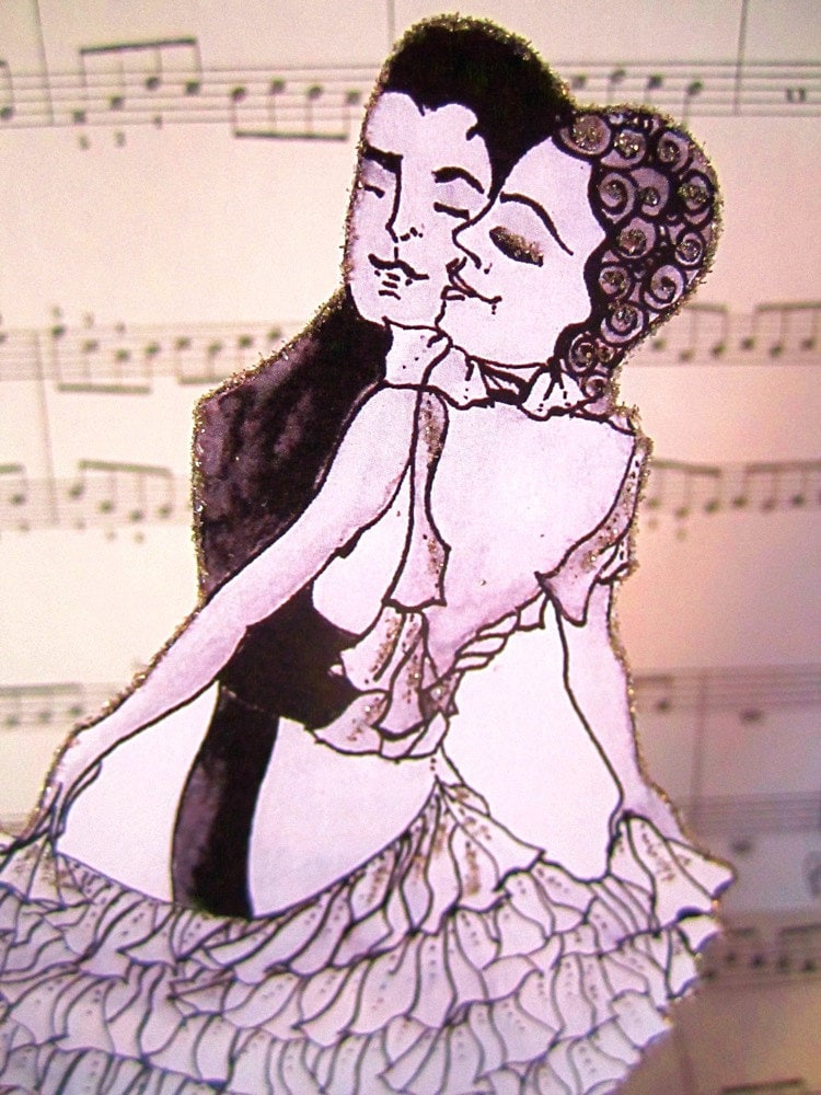 SPRING SALE Art Deco Wedding Cake Topper Vintage Inspired Bride And Groom 