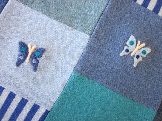 Butterflies in Blue: Cashmere Blanket