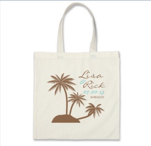 Beach Gift or Wedding Welcome Tote Bag Palm Tree Personalized Tote in 