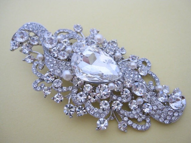 Pearl wedding broochrhinestone pearl bridal broochwedding hair accessories