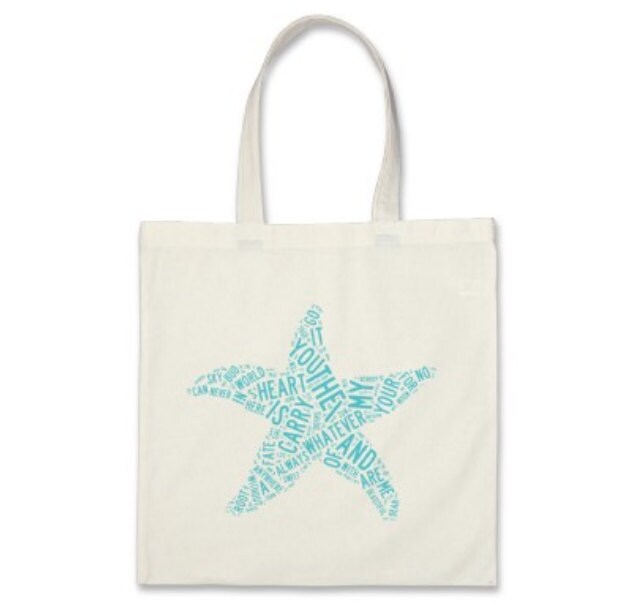 Beach Gift or Wedding Welcome Tote Bag I Carry Your Heart With Me Starfish