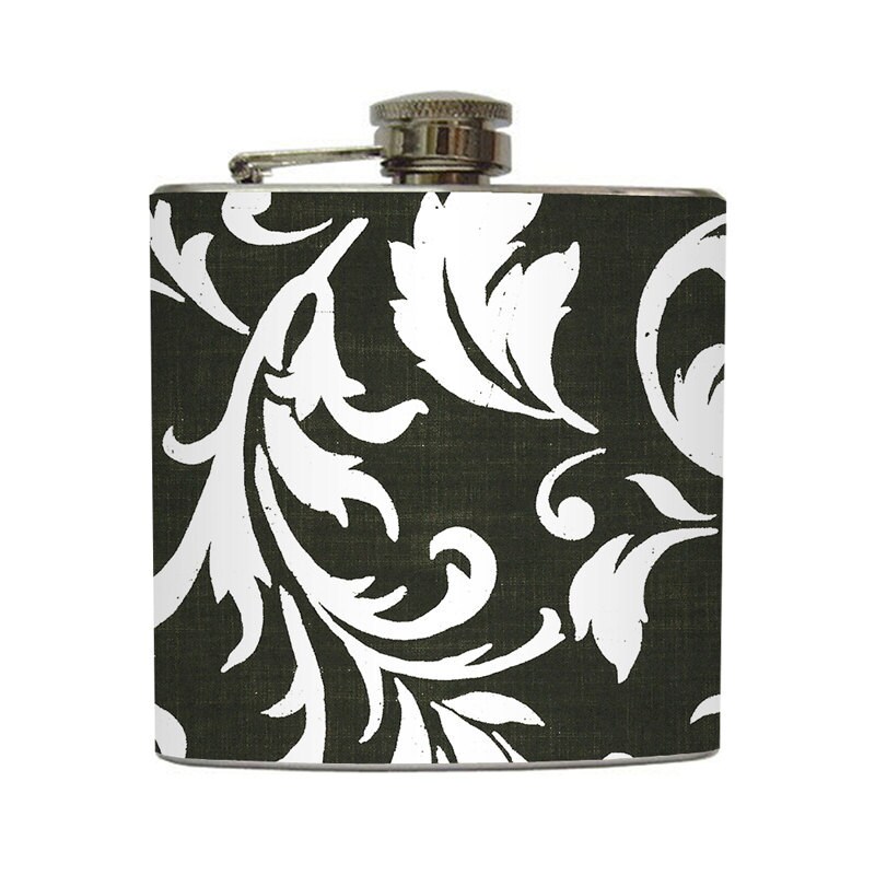 Wedding Hip Flask Black and White Bridal Party I Do Bridesmaids Gift 