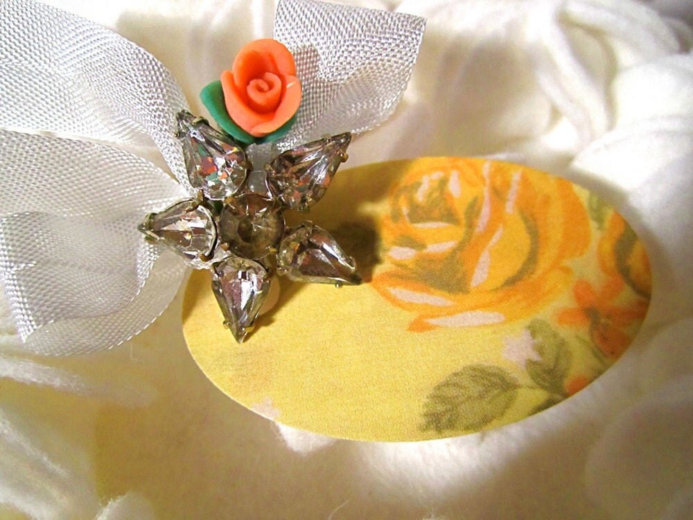 Something Old Bridal Bouquet Charm Vintage Sparkling flower Faceted 