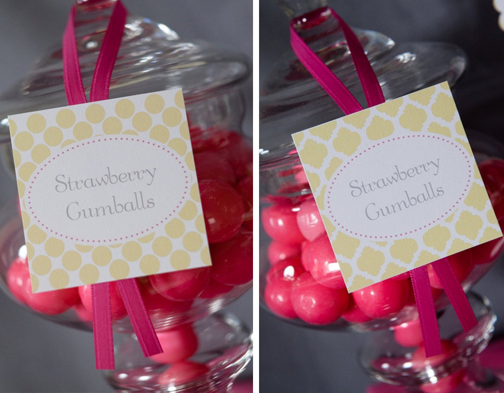 Candy Buffet Candy Bar Tags Labels custom tags for wedding or party candy