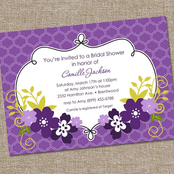 Pretty Purple Flowers Bridal Shower Invitation