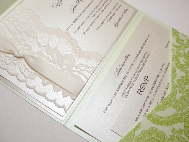 Lace Wrapped Wedding Reception Invitations Wedding Invites 