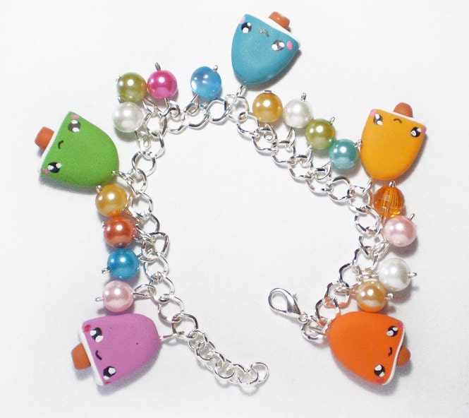 Colorful ice cream bracelet all handmade in fimo polymer clay with a lot of