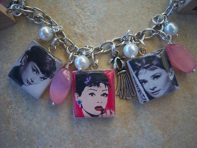 Audrey Hepburn Charm Bracelet I Believe in Pink From islandgirlzjewelry