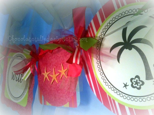 Beach Bridal Wedding Shower Banner Pink Lime Green Handmade custom to your 