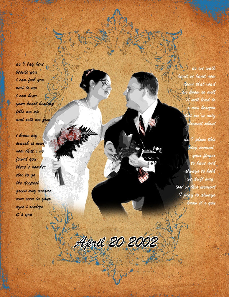 Custom Canvas Gift Song Lyrics Wedding Vows 11x14 From Studiojones1