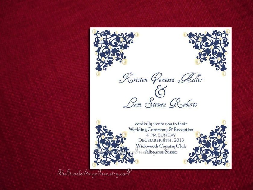 PRINTABLE CHAMPAGNE PEARLS Customize Pearls Colors Text Invitation 