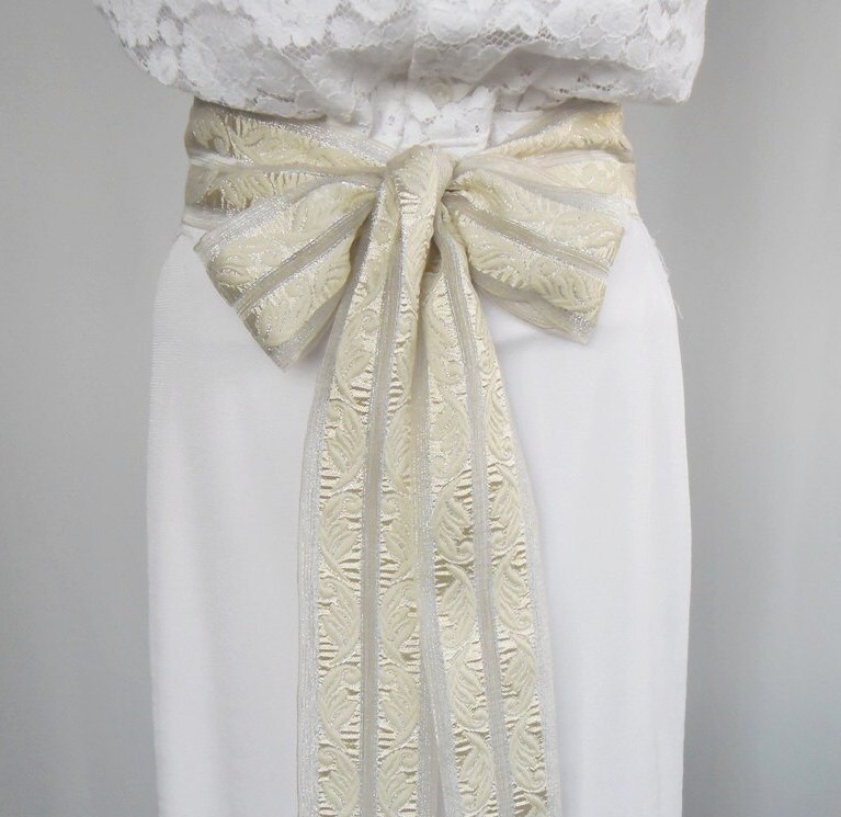 Ivory cream wedding dress belt bridal sash obi belt fascinator handmade