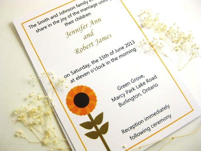 Wedding INVITATION Sunflower PRINTABLE DIY From LexiekinPrints