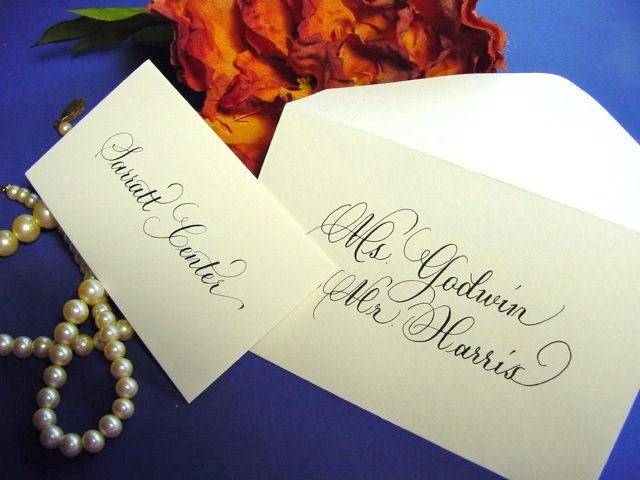 Wedding Place Cards Escort Cards in Calligraphy From DamnGoodCalligraphy