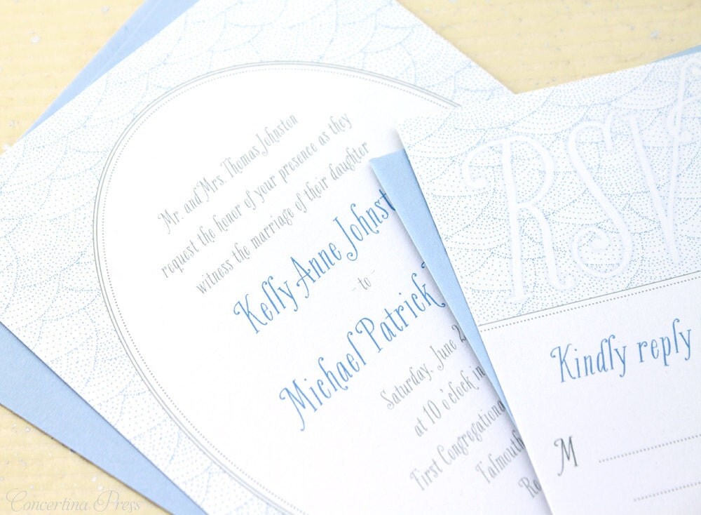 Dots and Waves Vintage Wedding Invitations Sample From ConcertinaPress