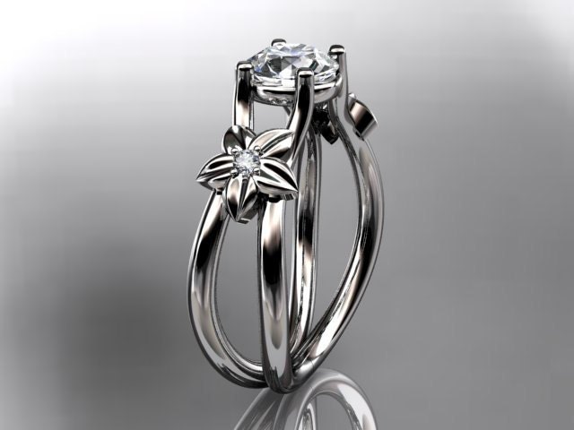 platinum diamond floral wedding ringengagement ring ADLR130