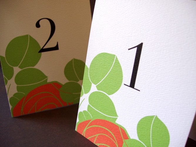 Garden Themed Wedding Reception Table Tents Set of 10 From tuccipaperco