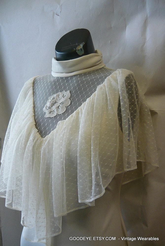 Vintage 70s Hippie Wedding Dress Maxi IVORY and LACE size 4 6 8 small