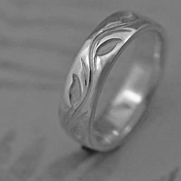 VINE AND LEAF WEDDING BAND made in PALLADIUM This ring priced in women's 