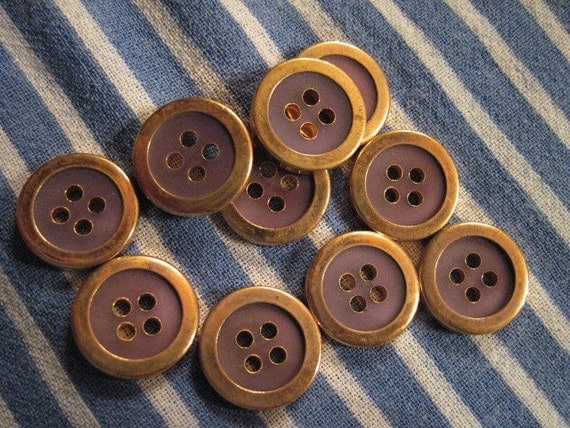 10 lavender and gold vintage buttons