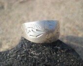 Old Silver Etched African Ring
