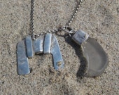 2-Charm Silver and Sea Glass Necklace