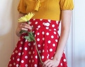 Red and White polka dot Betty circle skirt