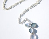 Silver Orchid Necklace - Pink Teardrop, Sterling Silver and Rose Quartz Briolette
