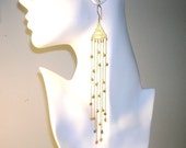 SALE Long Egypt Style Vermeil Gold and Sapphire Earrings