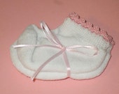 Pair Of Infant Girl Socks With Orchid Pink Crocheted Shell Stitch-Size 0-6 Months