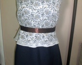 Denim and Lace Strapless Sheath Dress - Made to Order