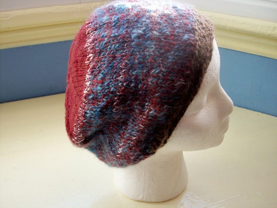 Hand knit handspun unisex wool and silk beanie by SpinningStreak